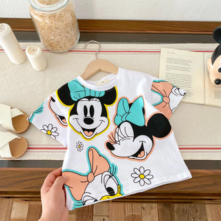 Disney Cartoon Kids Girls Tees Tops Short-sleeved Summer Clothing New Style Children's T-shirt Cute Fashion Girl Tshirts 1-7 Age - RYAN AND REMI