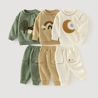 Fuzzy Patch Contrast Jogger Set - RYAN AND REMI