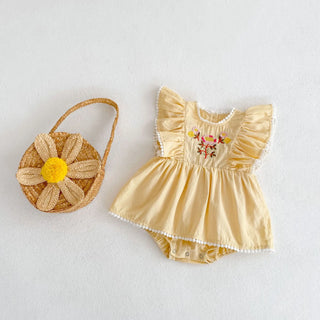 Embroidered Collar Baby Girl Romper - RYAN AND REMI