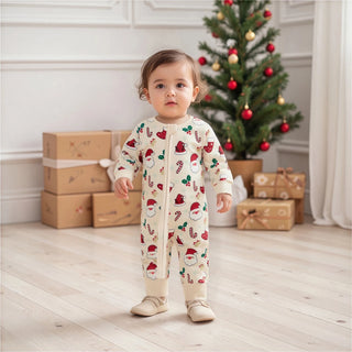 Christmas Print Zip Jumpsuit