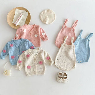 Heart Knit Cardigan Set - RYAN AND REMI