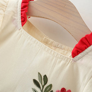 Embroidered Floral Cotton Dress - RYAN AND REMI