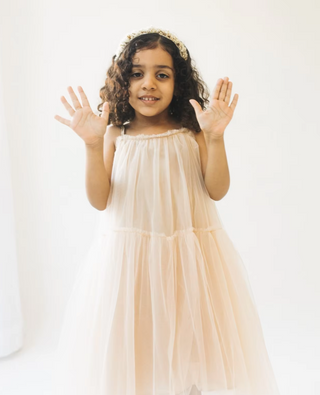 Layered Champagne Tulle Dress - RYAN AND REMI