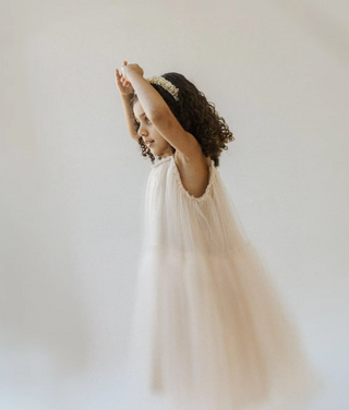 Layered Champagne Tulle Dress - RYAN AND REMI