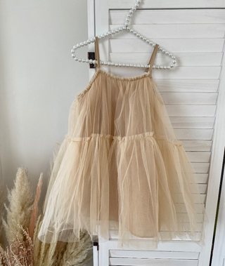 Layered Champagne Tulle Dress - RYAN AND REMI