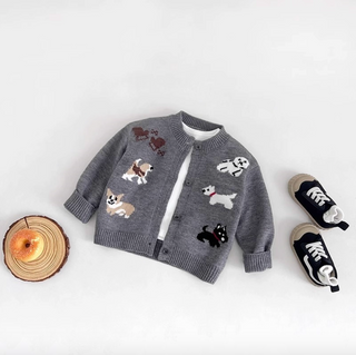 Jacquard Puppy Dog Cardigan