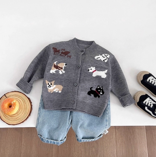 Jacquard Puppy Dog Cardigan