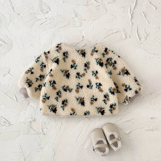 Plush Floral Coat Jacket