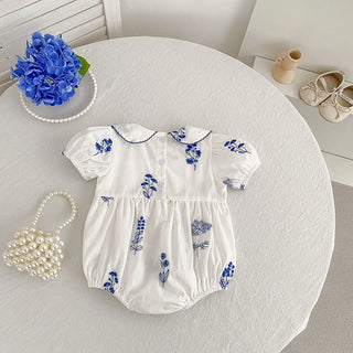 Embroidered Spode Blue Flower Romper