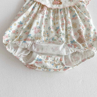 6076 Newborn Clothes 2025 Summer Korean Cute Little Bear Embroidery Collar Girl's One Piece Clothes - RYAN AND REMI