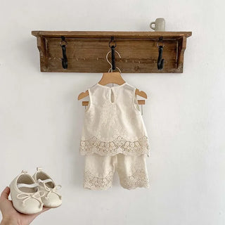 Lace Sleeveless Pants Set