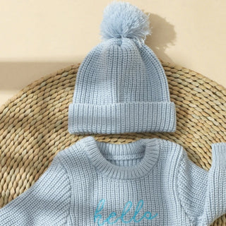 Newborn Hello World Knitted Bodysuit Set - RYAN AND REMI