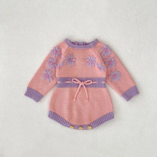 Floral Long Sleeve Knitted Bodysuit - RYAN AND REMI