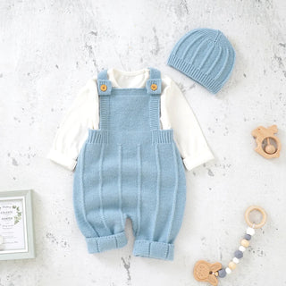 Knitted Newborn Jumpsuit w/Hat Set. 2Pcs - RYAN AND REMI
