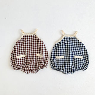 Newborn Plaid Sleeveless Romper - RYAN AND REMI