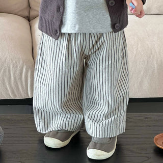 Boys Girls Linen Cotton Stripe Trousers For Children's Clothes Fall Spring Boy Loose Casual Harem Pants Kids Long Pants for 1-6T - RYAN AND REMI