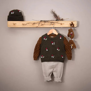 Mushroom Embroidery Knit Top - RYAN AND REMI