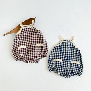 Newborn Plaid Sleeveless Romper - RYAN AND REMI
