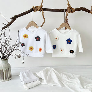 Long Sleeve Embroidered Flower Sweater - RYAN AND REMI