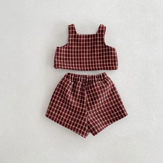 Retro Tweed Vest and Shorts Outfit - RYAN AND REMI