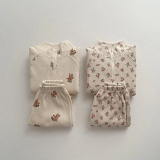 Waffle Teddy Bear Print Jogger Set - RYAN AND REMI