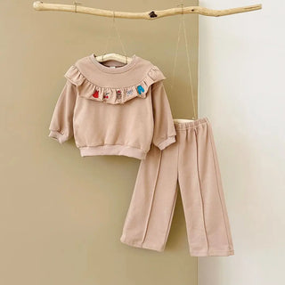 Embroidered Flounce Top Lounge Set - RYAN AND REMI