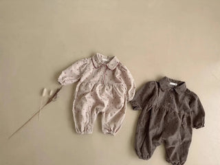 Corduroy Floral Lapel Jumpsuit - RYAN AND REMI