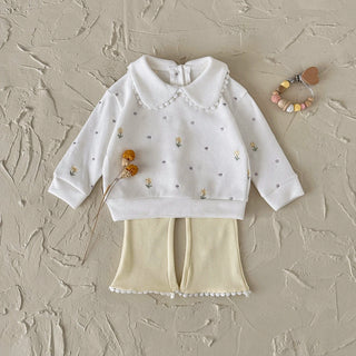 Emboidered Sweatshirt Flare Pants Set