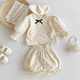 Long Sleeves Flower Ribbon Outfit - RYAN AND REMI