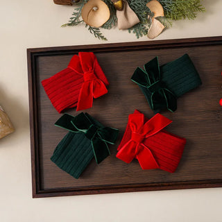 Christmas Velvet Bow Socks - RYAN AND REMI
