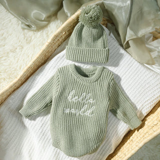 Newborn Hello World Knitted Bodysuit Set - RYAN AND REMI