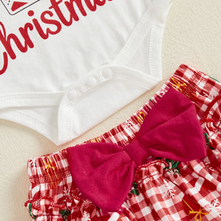 4 Pcs Christmas Romper Shorts Set