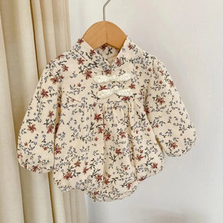 Mandarin Collar Floral Romper - RYAN AND REMI