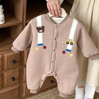 Fleece Cartoon Bear Jumpsuit