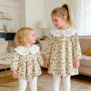 Lace Collar Paisly Sister Outfit