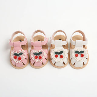 Baby girl sandals summer cherry cloth sole shoes newborn baby shoes first walking shoes - RYAN AND REMI