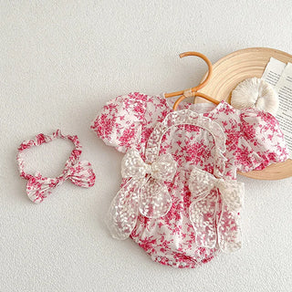 Lace Detail Floral Romper - RYAN AND REMI