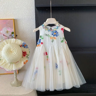 Baby Girl Princess Floral Embroidery Dress Toddler Child Elegant Ruffled Vestido Party Birthday Dress Summer Baby Clothes 1-12Y - RYAN AND REMI
