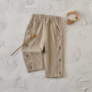 Floral Side Corduroy Pants - RYAN AND REMI