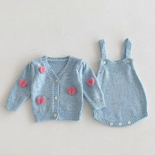 Heart Knit Cardigan Set - RYAN AND REMI