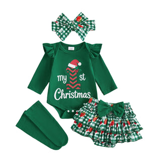 4 Pcs Christmas Romper Shorts Set