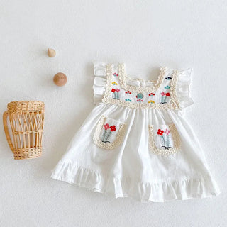 MILANCEL 2022 Summer Baby Bodysuits Embroidery Girls One Piece Lace Pure Cotton 100 Days Baby Cothing - RYAN AND REMI