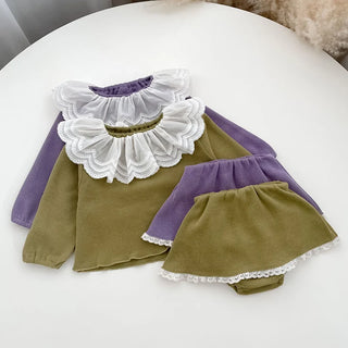 Lace Collar Suede Set - RYAN AND REMI