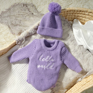 Newborn Hello World Knitted Bodysuit Set - RYAN AND REMI