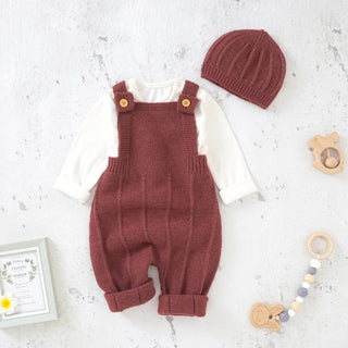 Knitted Newborn Jumpsuit w/Hat Set. 2Pcs - RYAN AND REMI