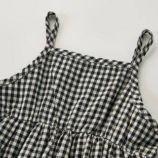 Sleeveless Plaid Dress Romper Set - RYAN AND REMI