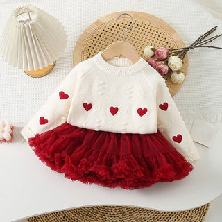 Heart Sweater Tulle Skirt Set