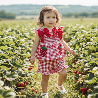 Plaid Polka Dot Strawberry Set - RYAN AND REMI